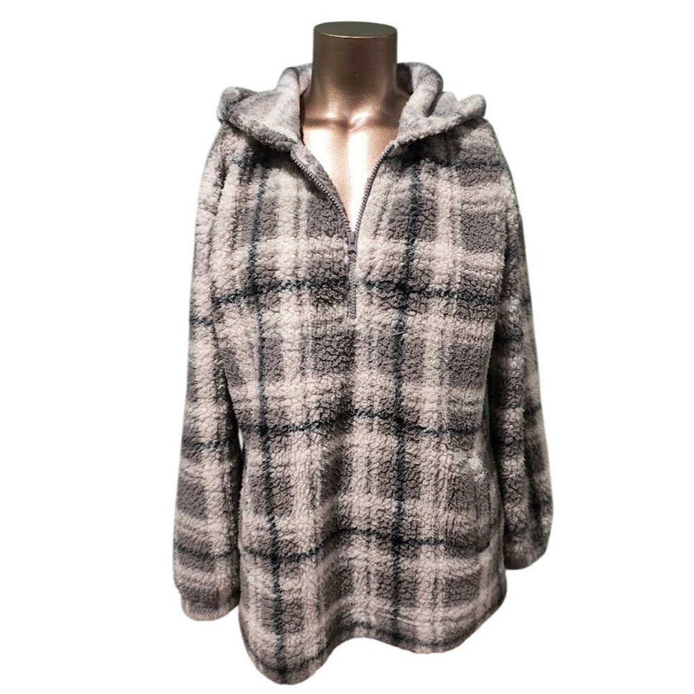 Koolaburra by UGG Plaid Sherpa Fleece Hoodie Pullover Women's Size S